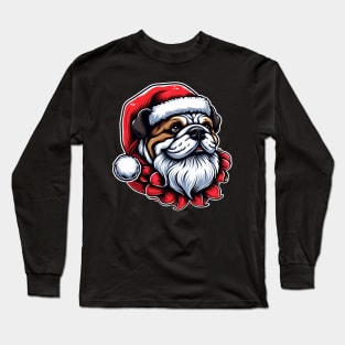 Bulldog as Santa for Christmas Long Sleeve T-Shirt